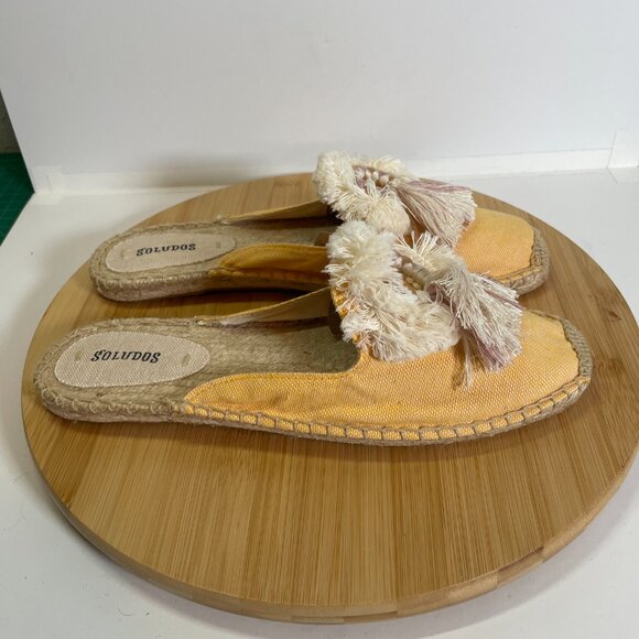 Soludos Women 10 Yellow Espadrille Kiki Slip On Mule Tassel Travel Cruise Summer - Picture 5 of 9